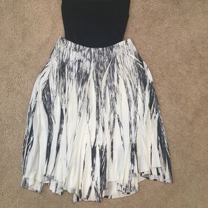Black and White midi flare skirt